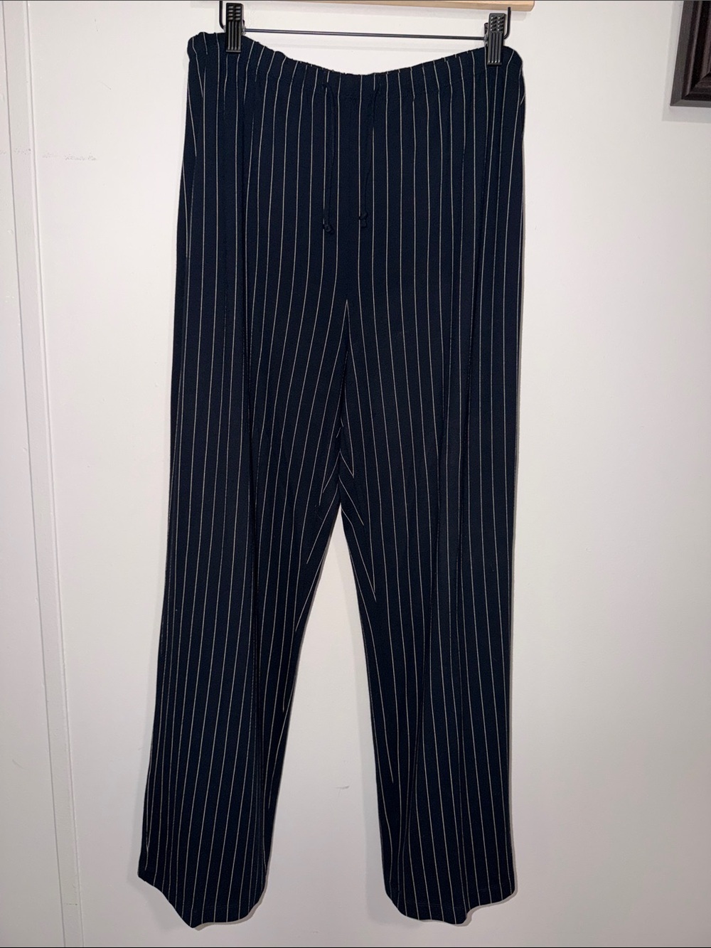Liz Claiborne Navy Pinstripe Wide-Leg Pants